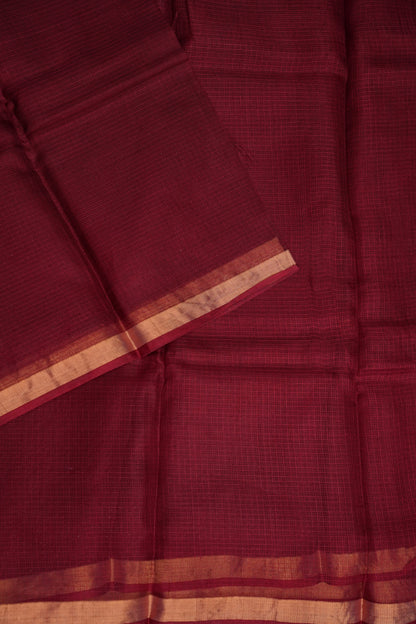 Silk Kota Plain Saree - Maroon