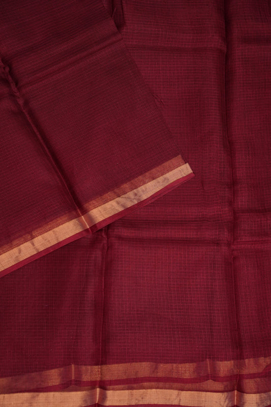 Silk Kota Plain Saree - Maroon