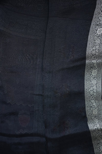 Mellow Tissue & Banarasi Fusion Saree with Meenakari Detailing – Blue