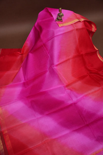 Silk Kota Multicolor Saree - Pink & Red Tones