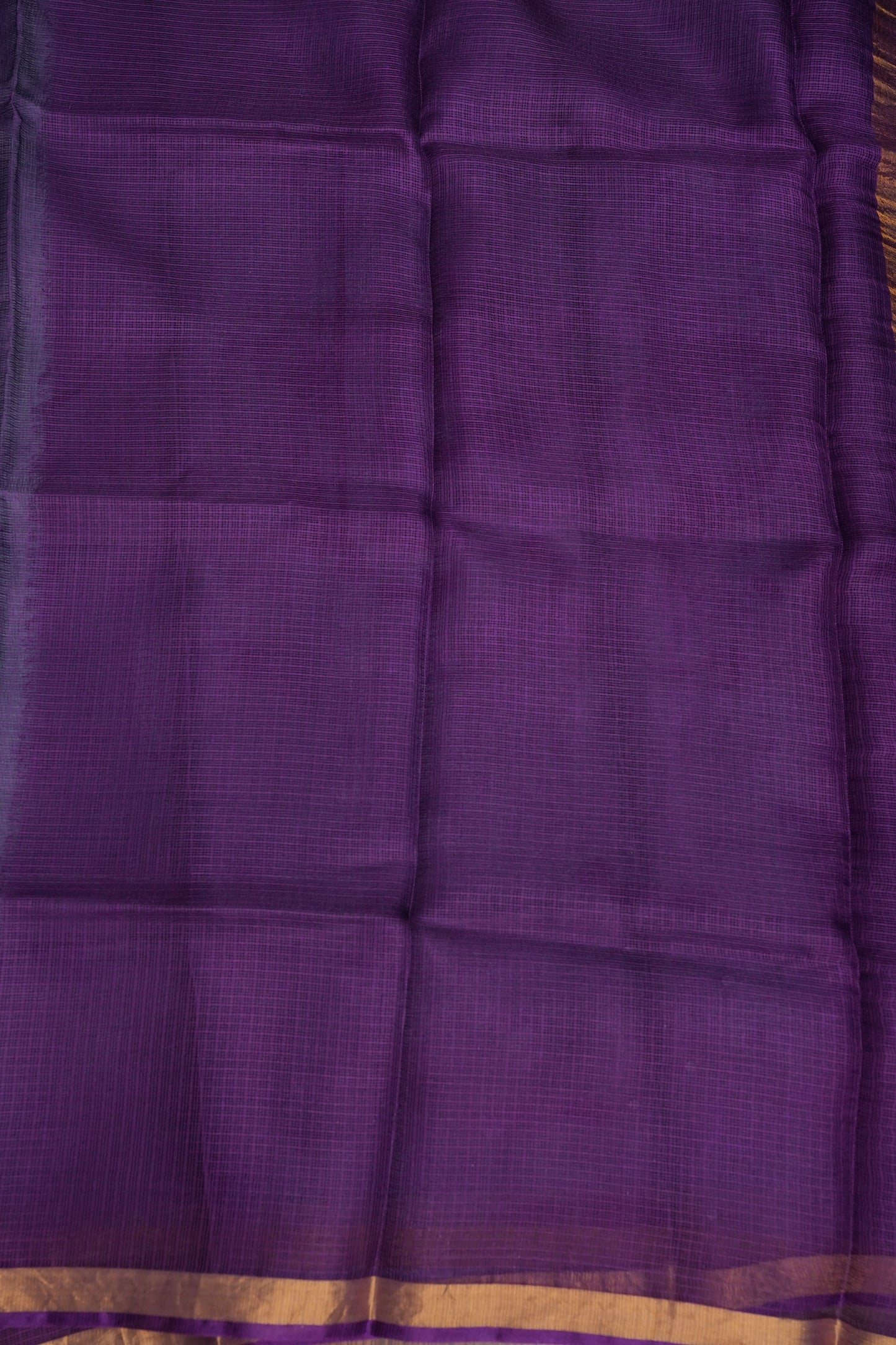 Silk Kota Shibori Tie & Dye Saree - Blue & Aubergine Purple