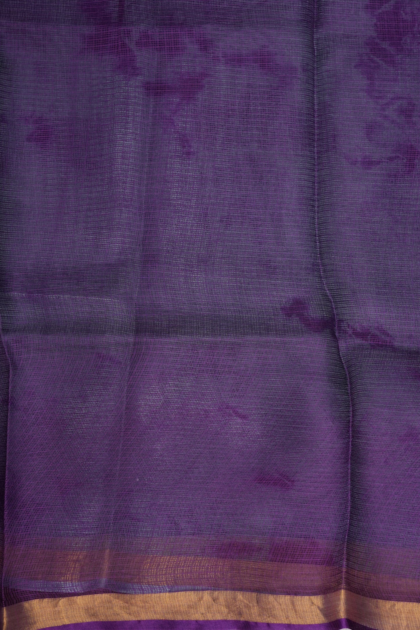 Silk Kota Shibori Tie & Dye Saree - Blue & Aubergine Purple