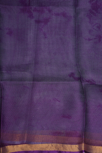 Silk Kota Shibori Tie & Dye Saree - Blue & Aubergine Purple