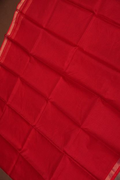 Silk Kota Plain Saree - Red