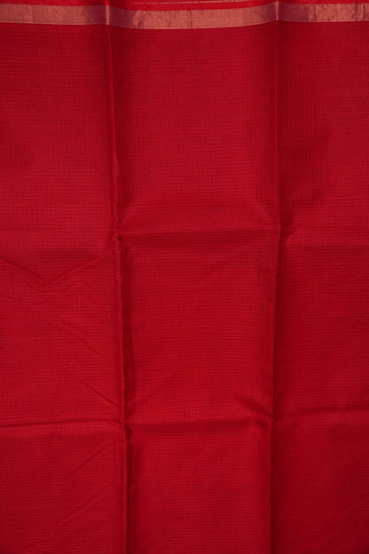 Silk Kota Plain Saree - Red