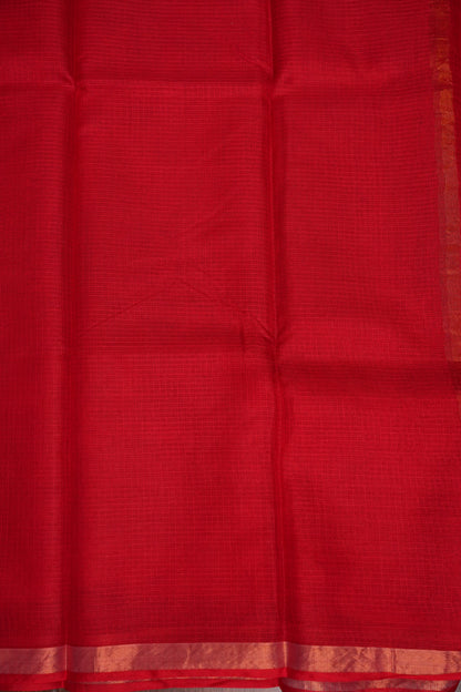 Silk Kota Plain Saree - Red