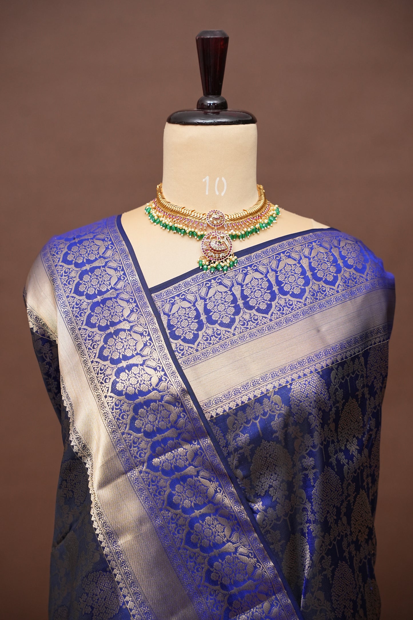 Royal Blue Pure Kanchipuram Brocade Silk Saree|Silk Mark Certified