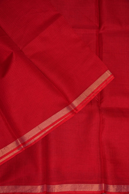 Silk Kota Plain Saree - Red