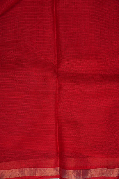 Silk Kota Plain Saree - Red