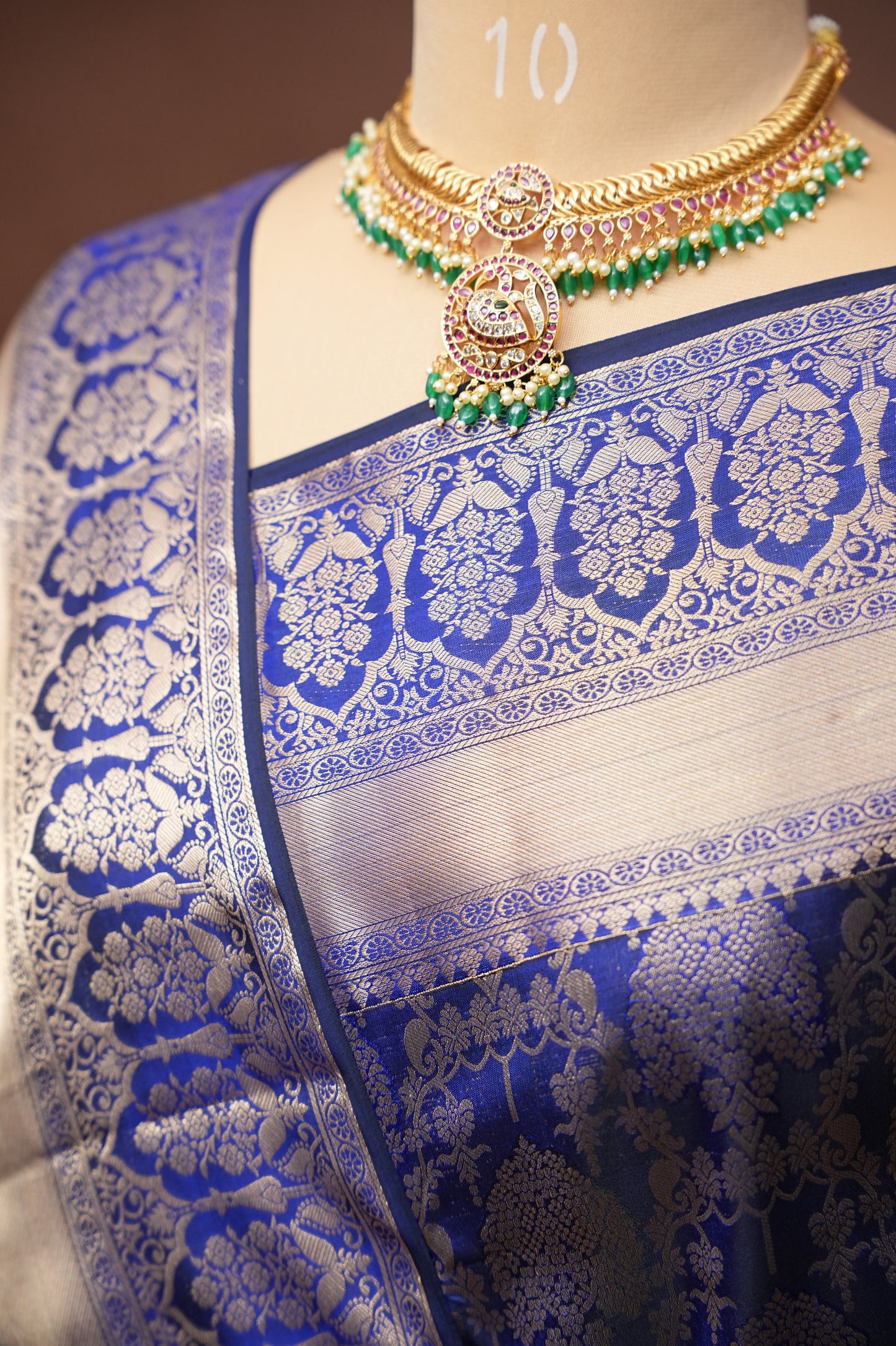 Royal Blue Pure Kanchipuram Brocade Silk Saree|Silk Mark Certified
