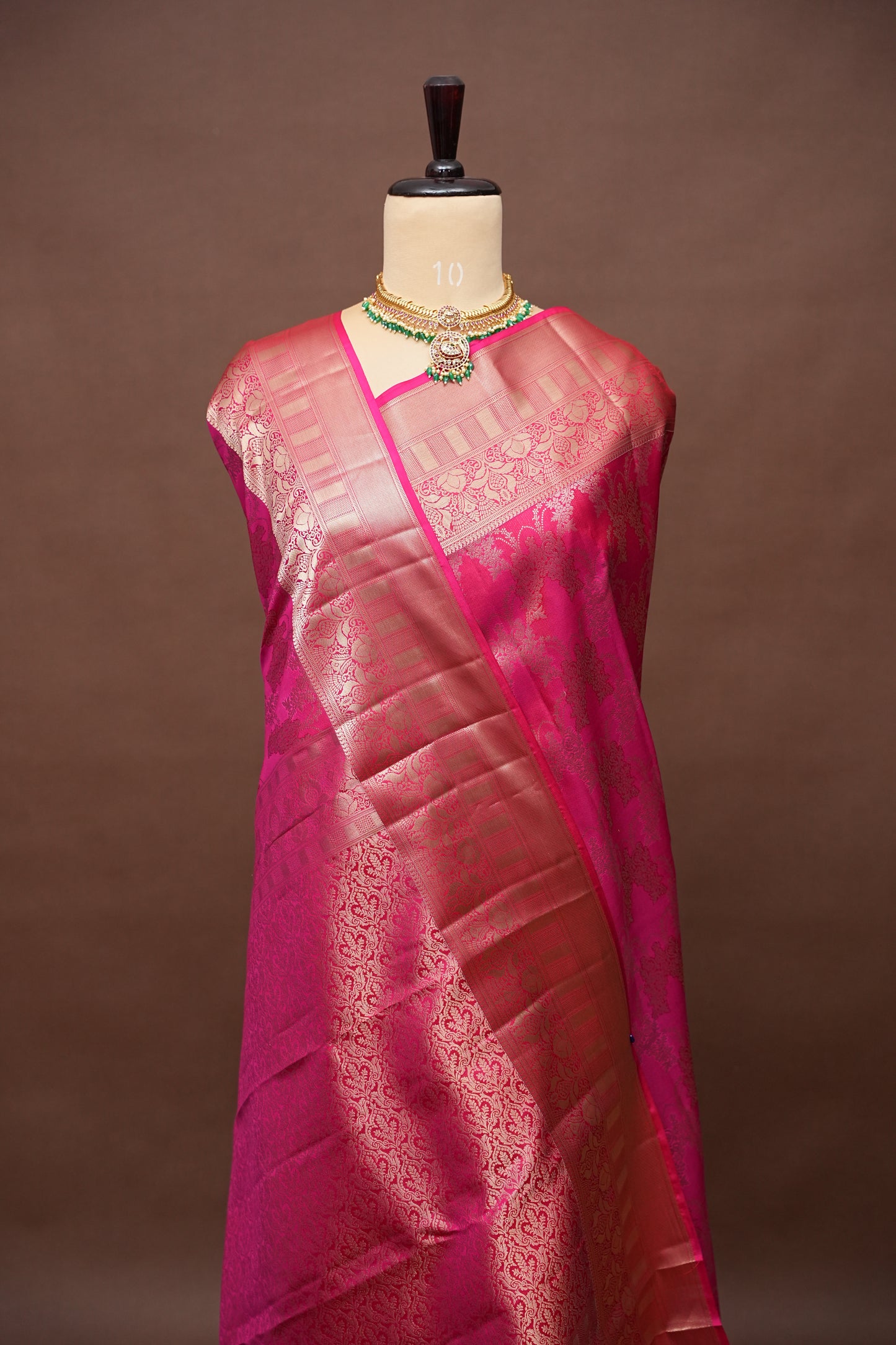 Pink Pure Kanchipuram Brocade Silk Saree|Silk Mark Certified