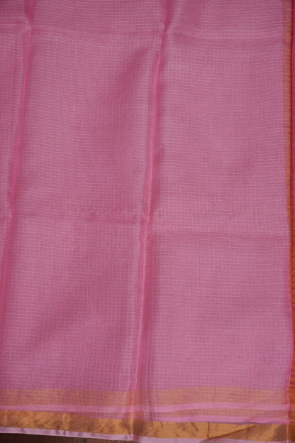 Silk Kota Plain Saree - Blush Pink