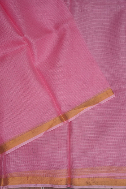 Silk Kota Plain Saree - Blush Pink