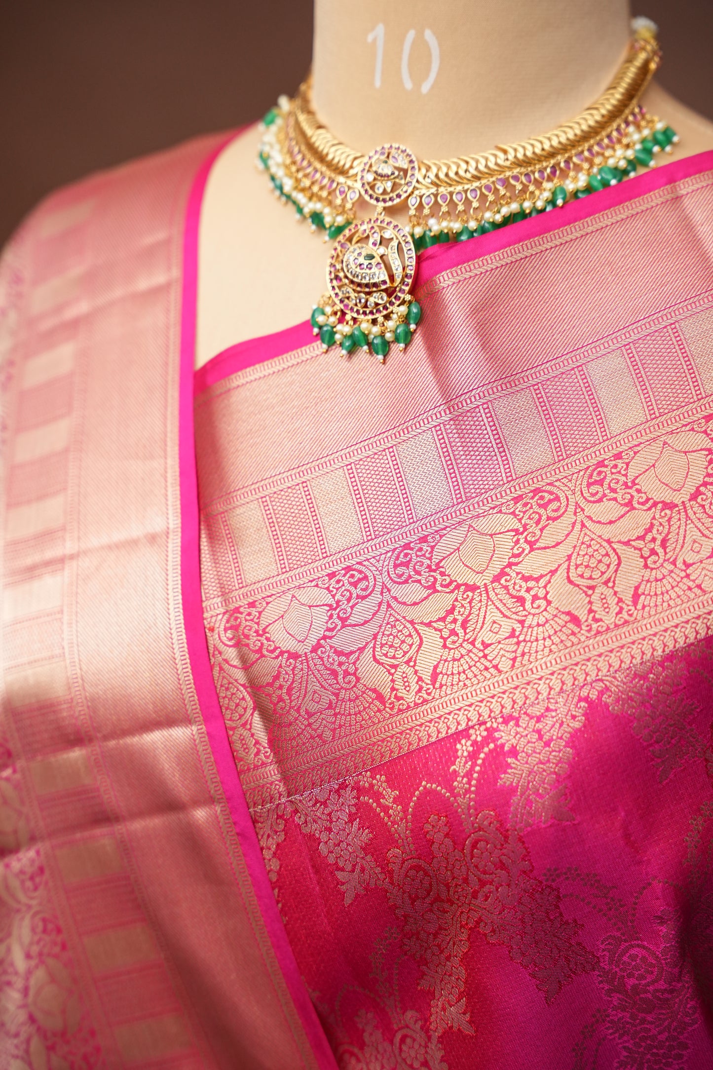 Pink Pure Kanchipuram Brocade Silk Saree|Silk Mark Certified