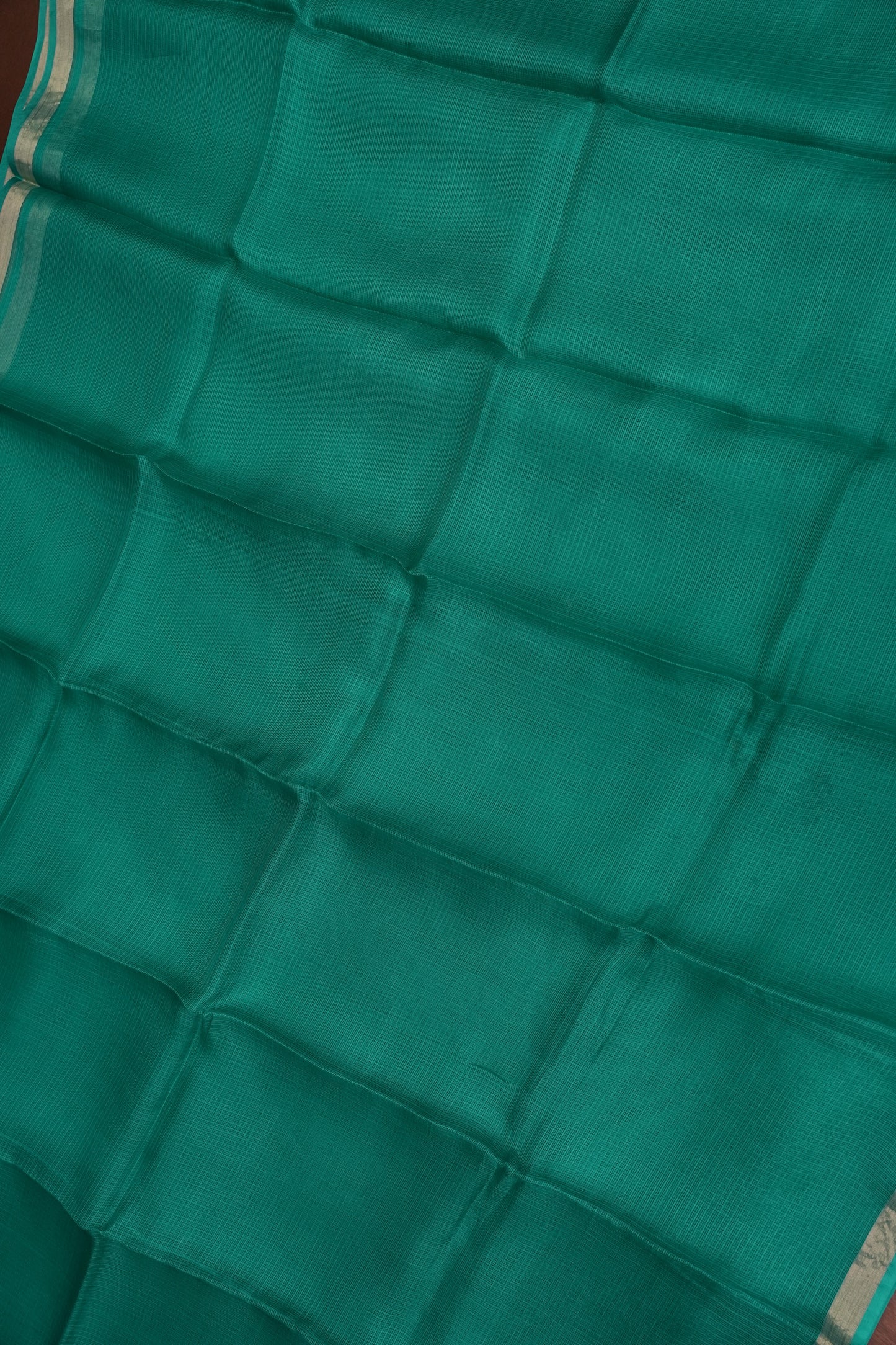 Silk Kota Plain Saree - Turquoise Green