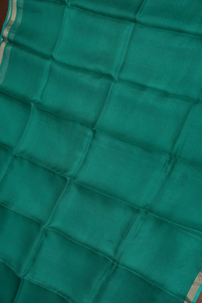 Silk Kota Plain Saree - Turquoise Green