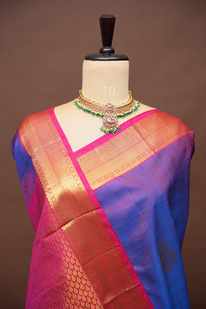 Purple & Pink Pure Kanchipuram Silk Saree|Silk Mark Certified