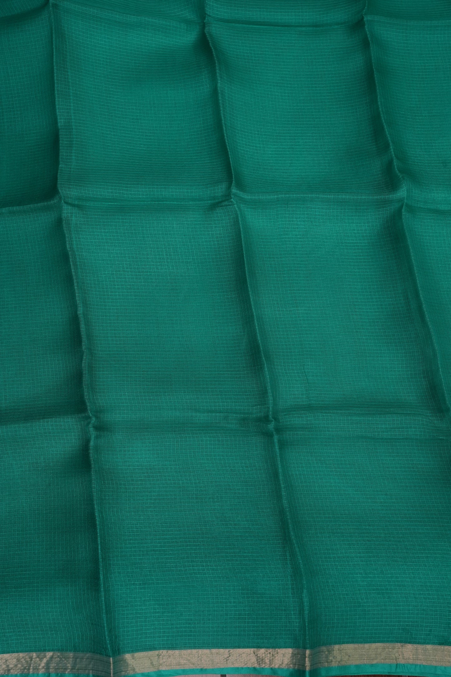 Silk Kota Plain Saree - Turquoise Green