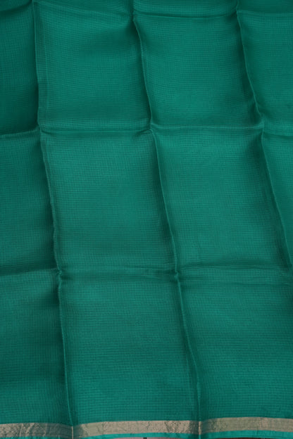 Silk Kota Plain Saree - Turquoise Green