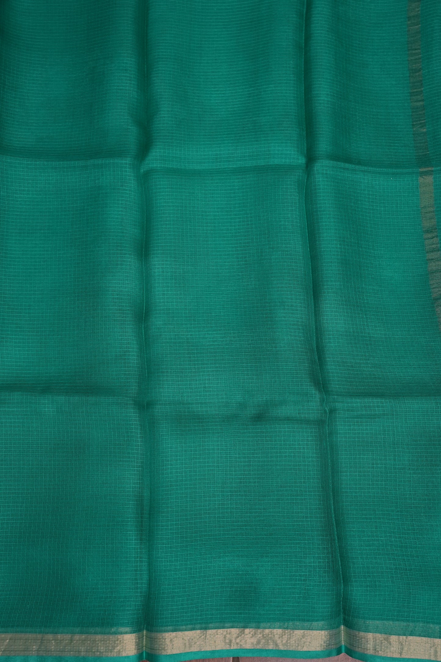 Silk Kota Plain Saree - Turquoise Green