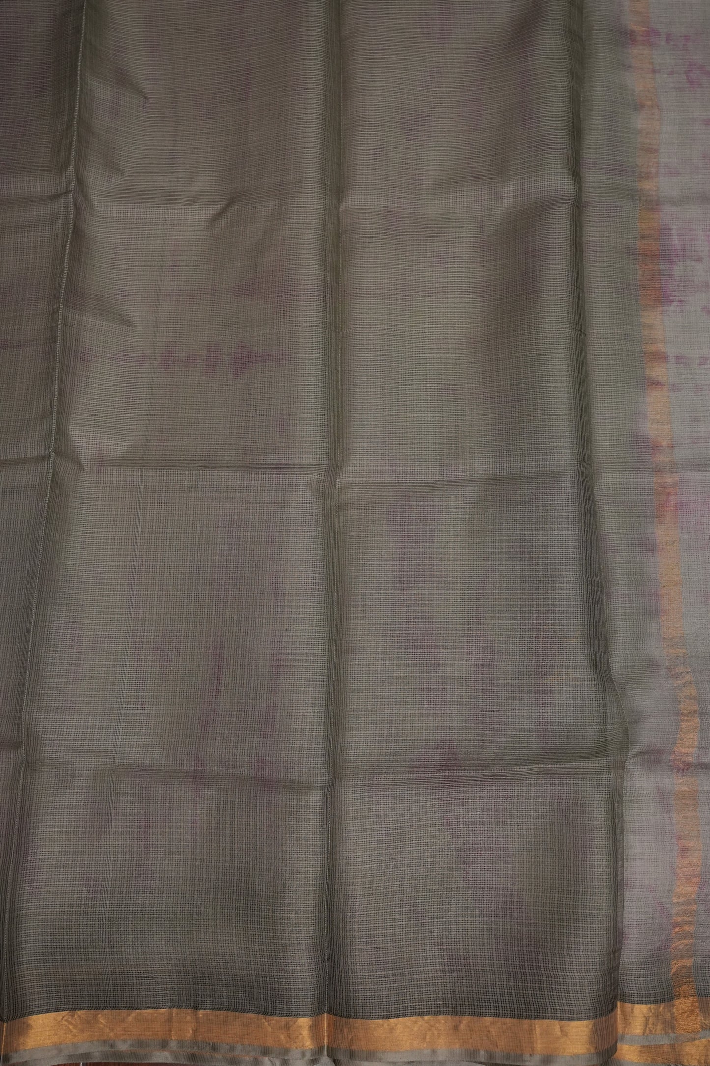 Silk Kota Shibori Tie & Dye Saree - Grey with Pink & White