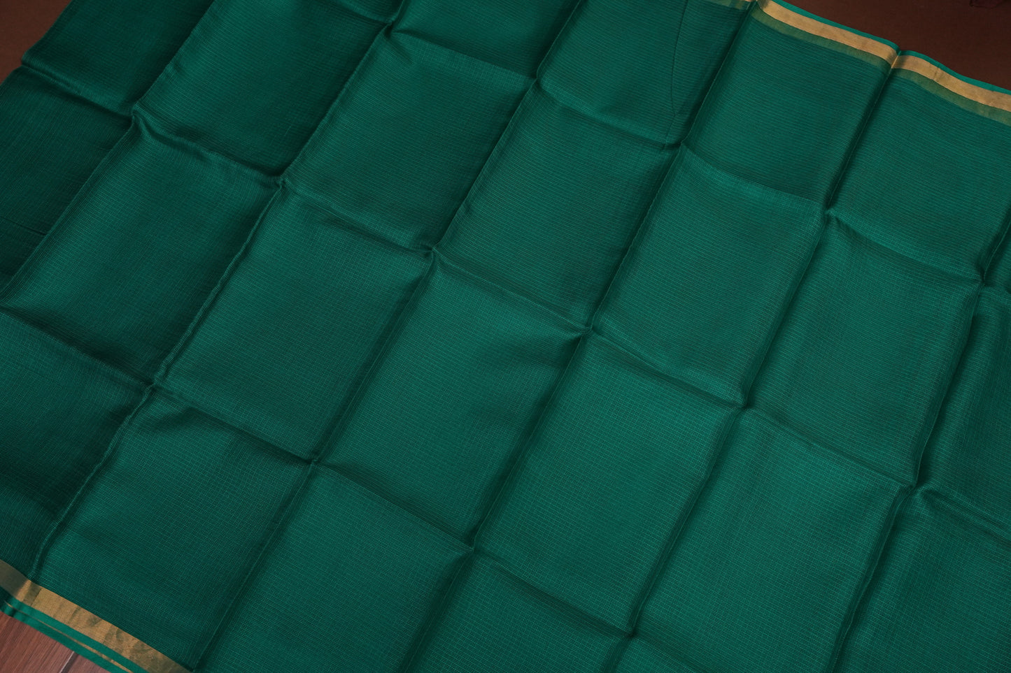 Silk Kota Plain Saree - Teal Green