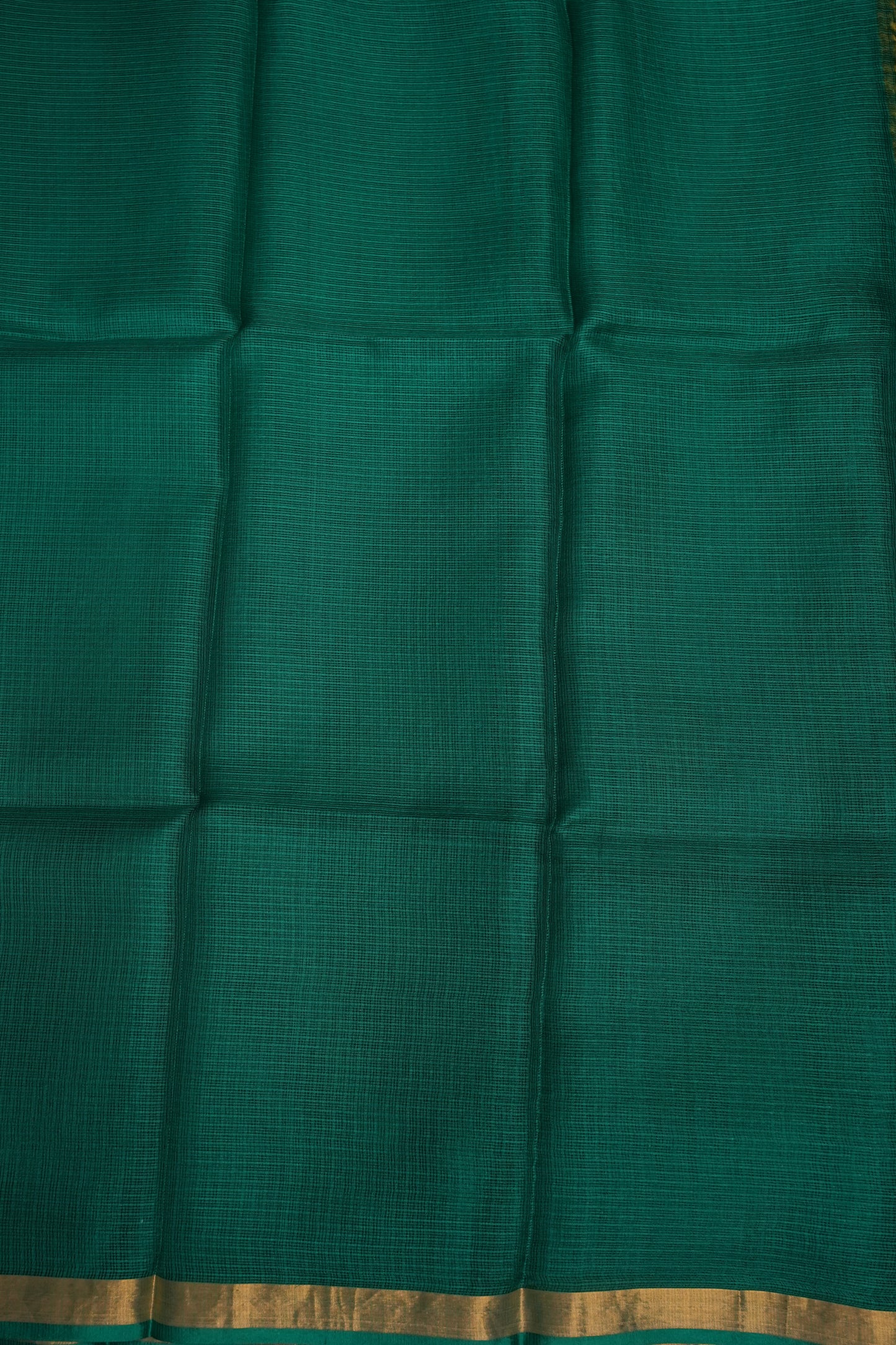 Silk Kota Plain Saree - Teal Green