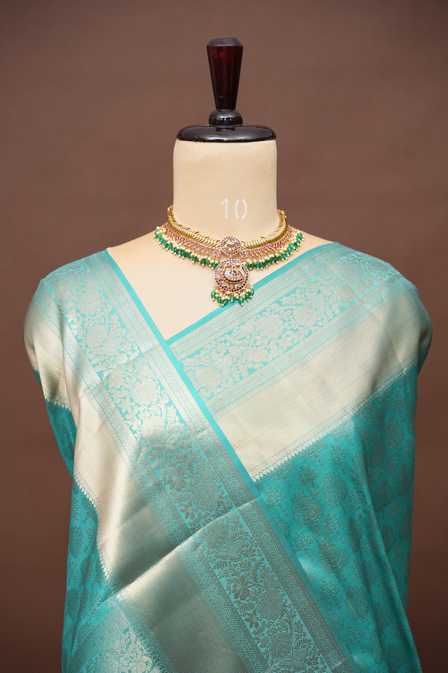 Soft Aqua Blue Pure Kanchipuram Brocade Silk Saree|Silk Mark Certified