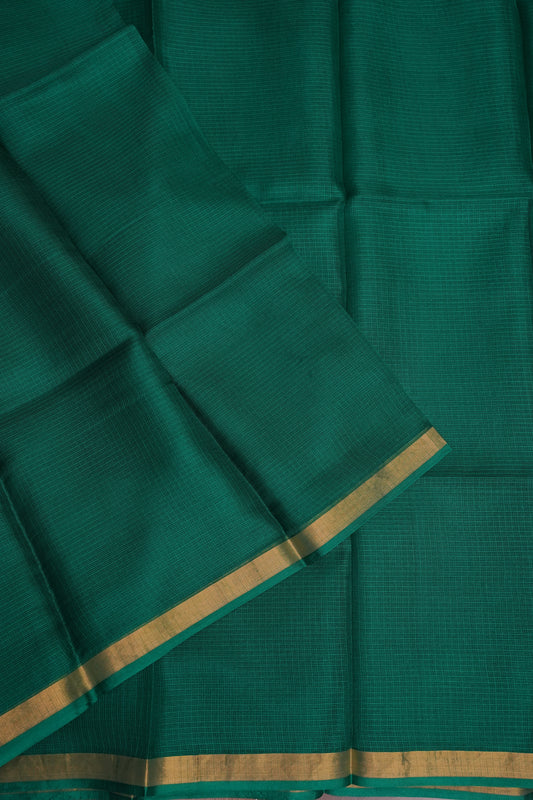Silk Kota Plain Saree - Teal Green