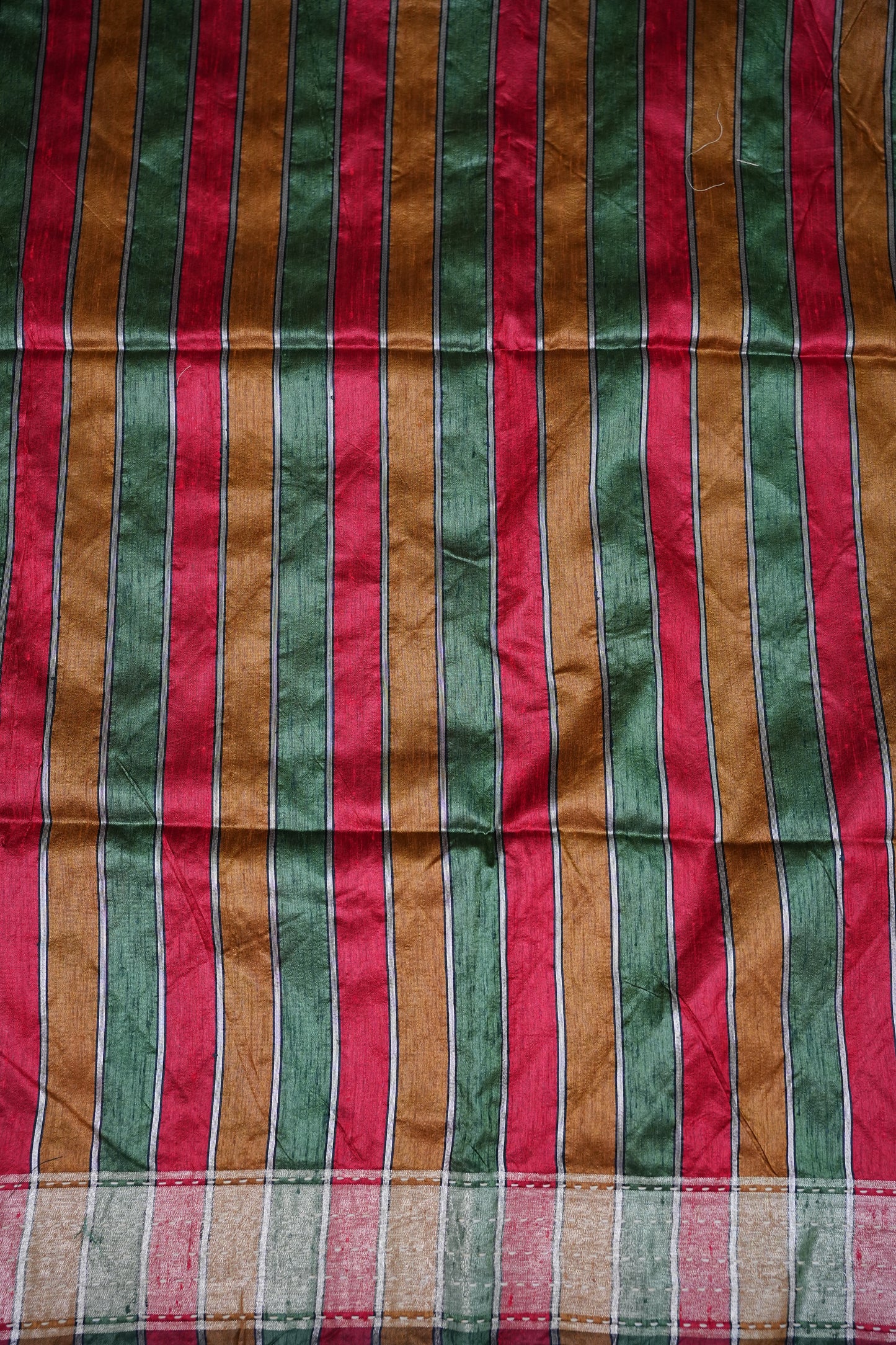 Raw Silk Saree with Katha Stitch – Mustard