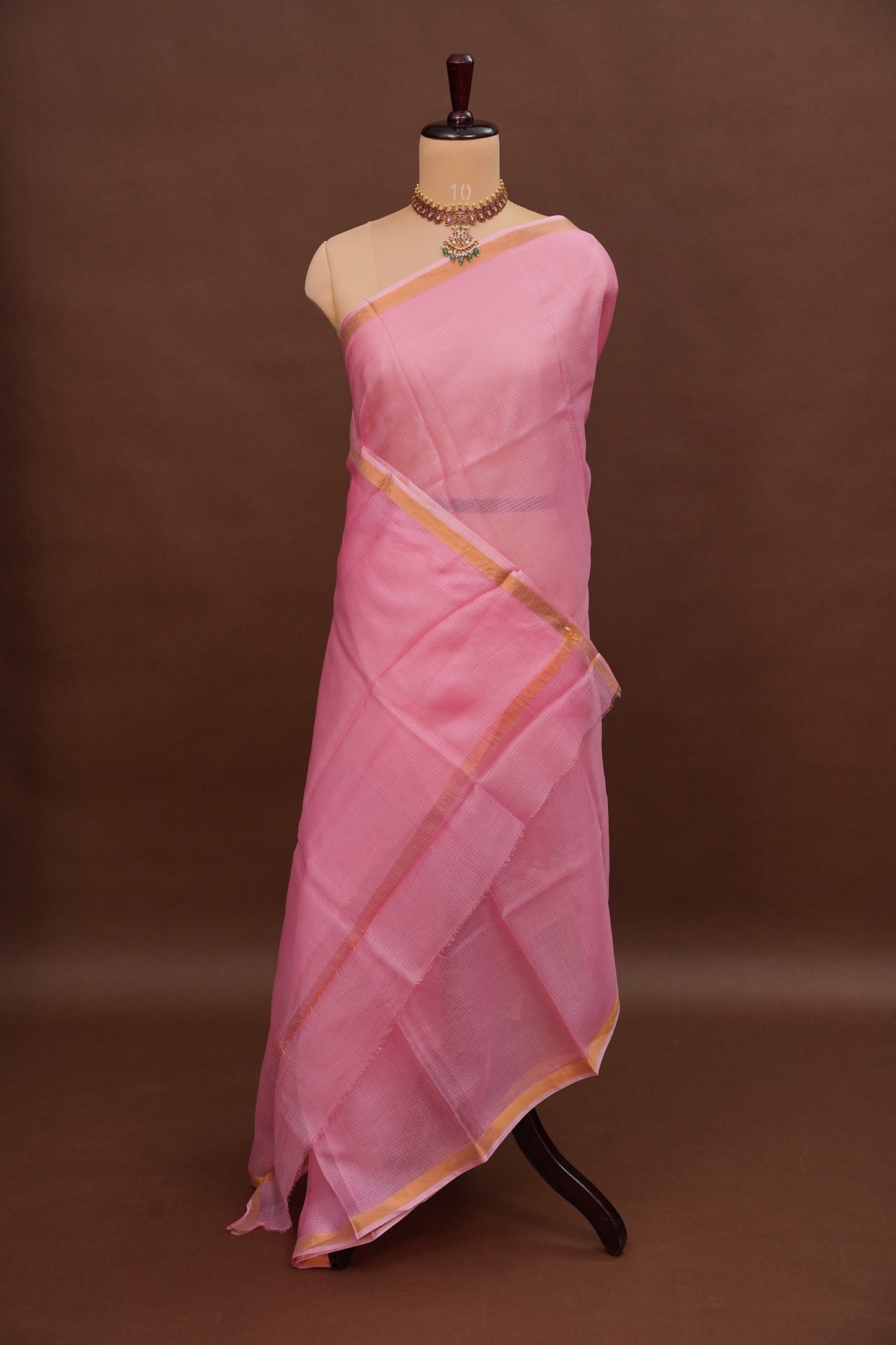 Silk Kota Plain Saree - Blush Pink