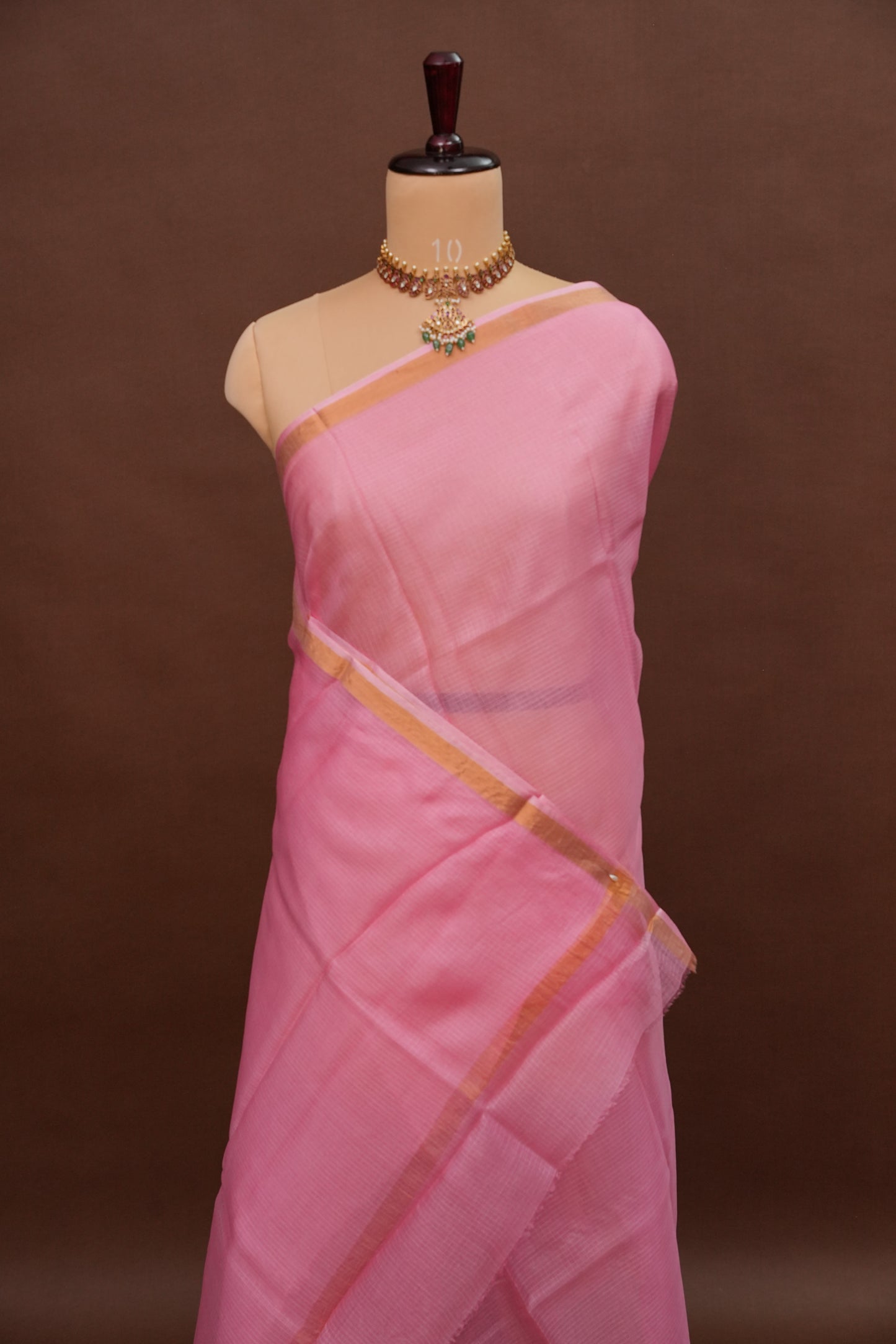 Silk Kota Plain Saree - Blush Pink