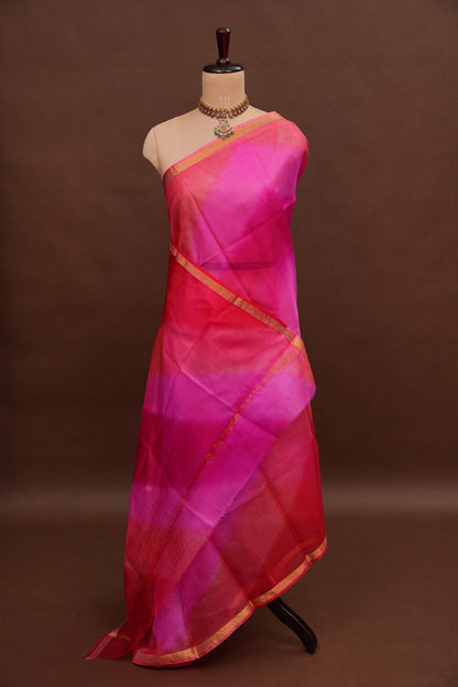 Silk Kota Multicolor Saree - Pink & Red Tones
