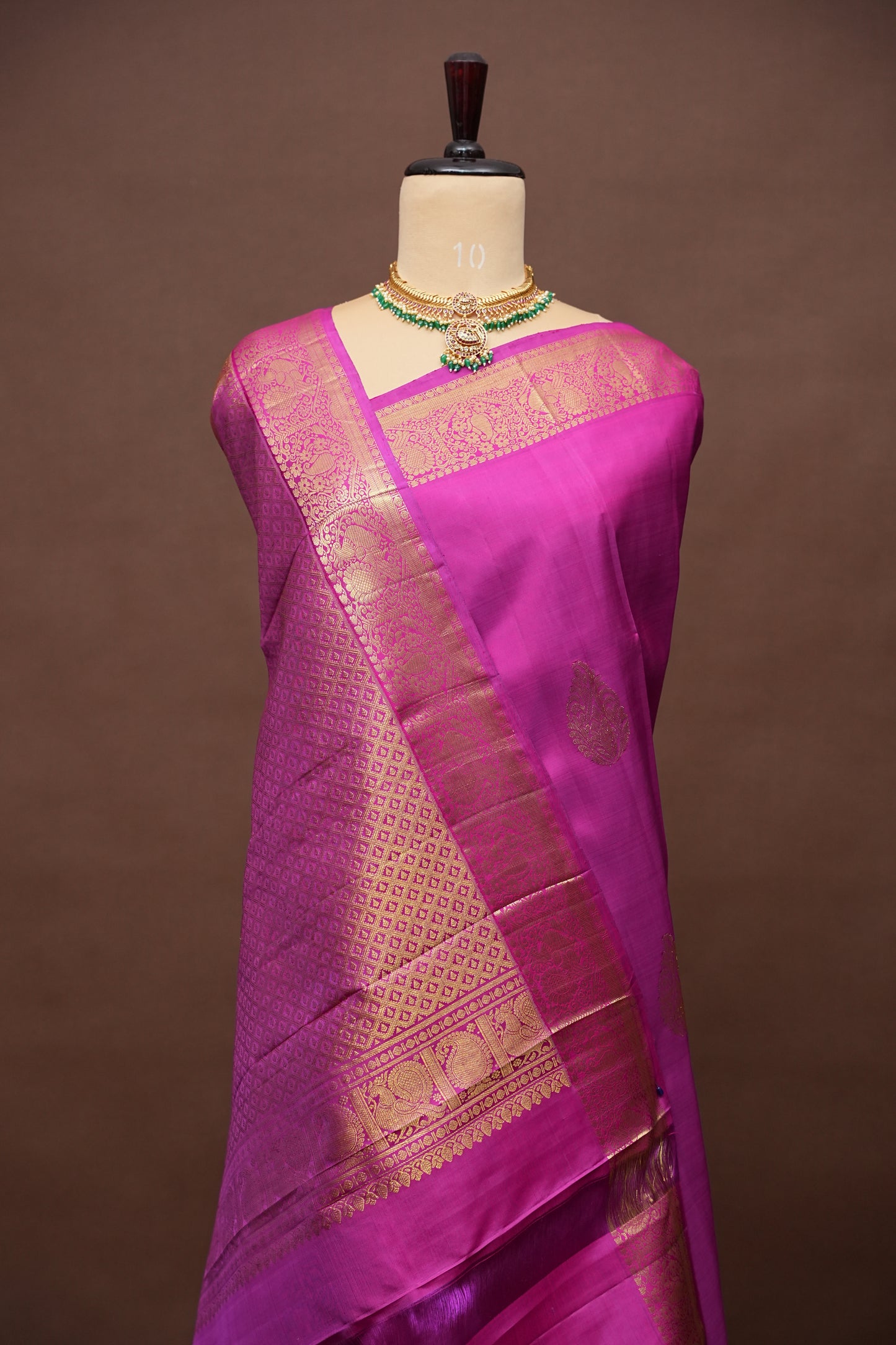 Pink & Gold Zari Pure Kanchipuram Silk Saree|Silk Mark Certified