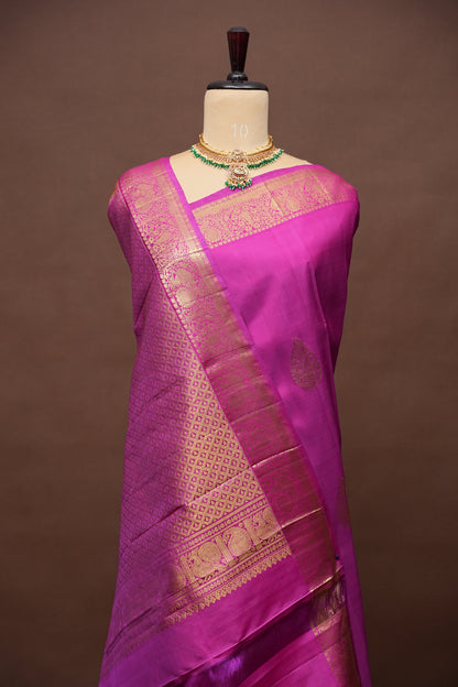 Pink & Gold Zari Pure Kanchipuram Silk Saree|Silk Mark Certified