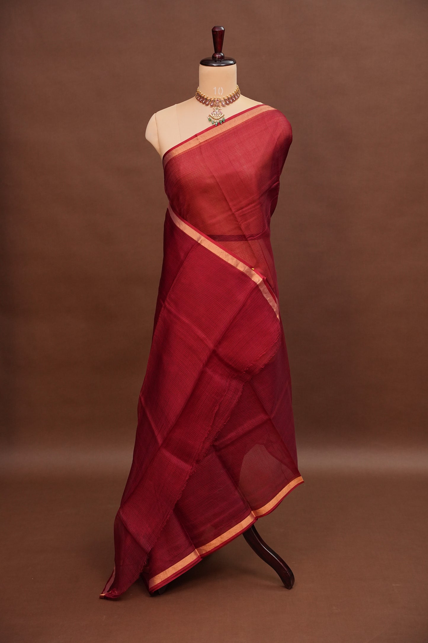 Silk Kota Plain Saree - Maroon