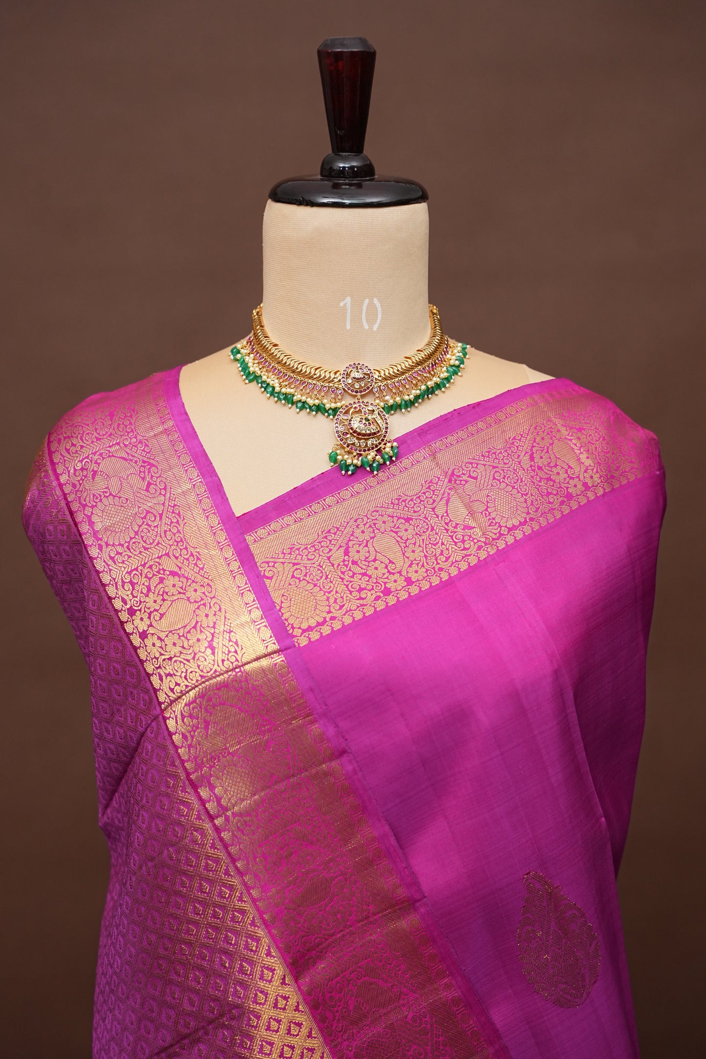 Pink & Gold Zari Pure Kanchipuram Silk Saree|Silk Mark Certified