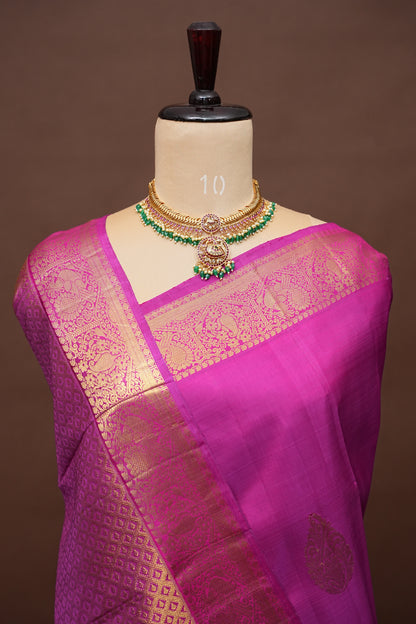 Pink & Gold Zari Pure Kanchipuram Silk Saree|Silk Mark Certified