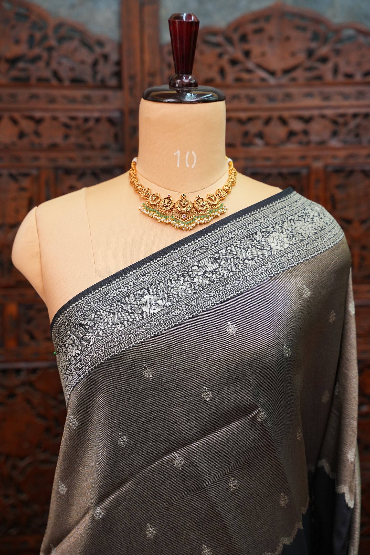 Mellow Tissue & Banarasi Fusion Saree with Meenakari Detailing – Blue