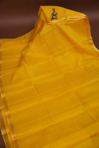 Silk Kota Plain Saree - Yellow