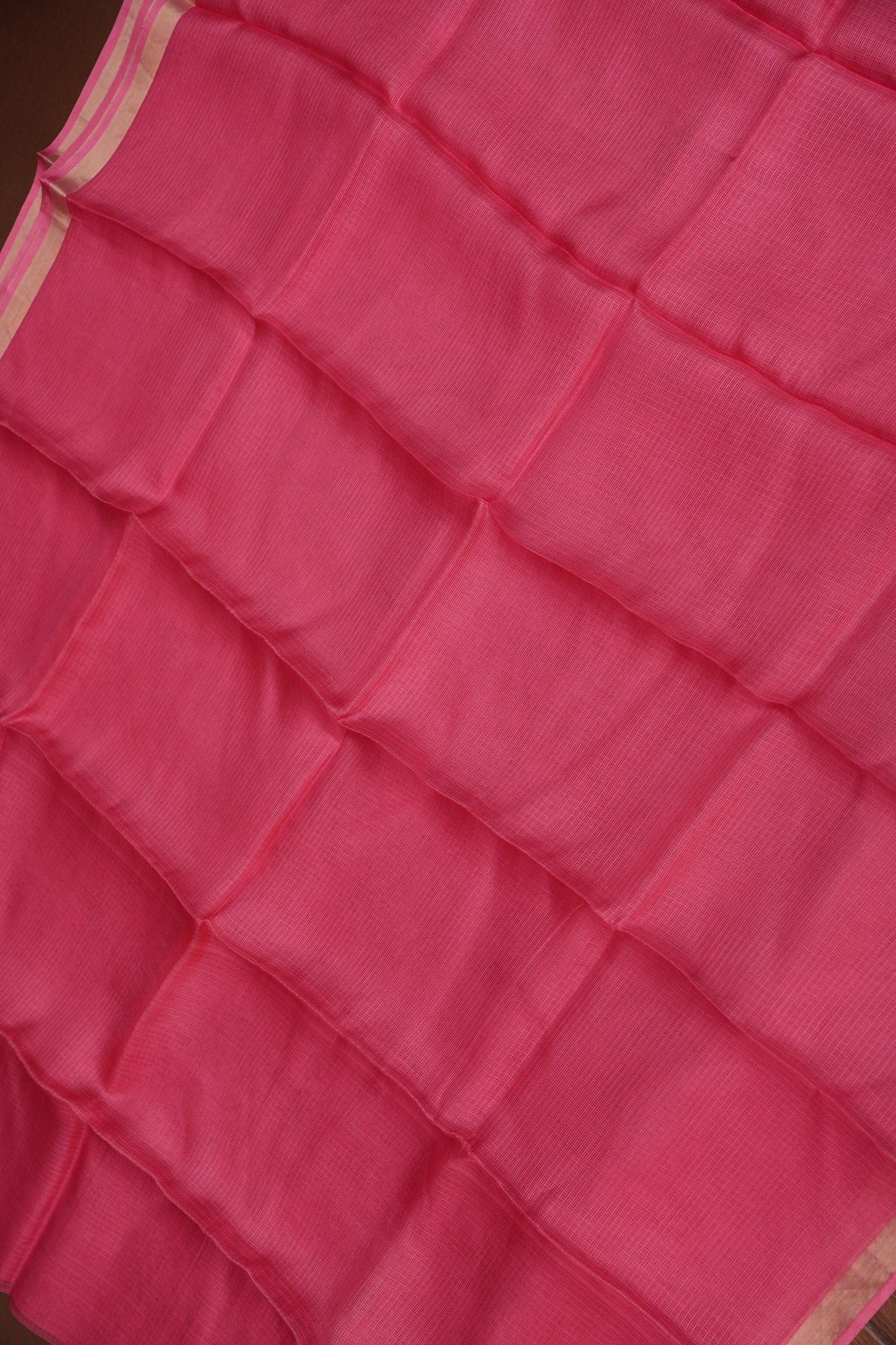 Silk Kota Plain Saree - Candy Pink