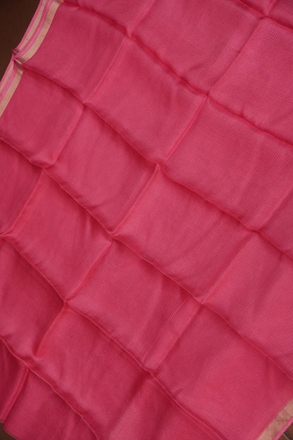 Silk Kota Plain Saree - Candy Pink