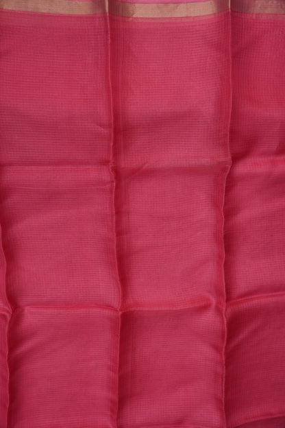 Silk Kota Plain Saree - Candy Pink