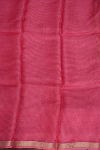 Silk Kota Plain Saree - Candy Pink