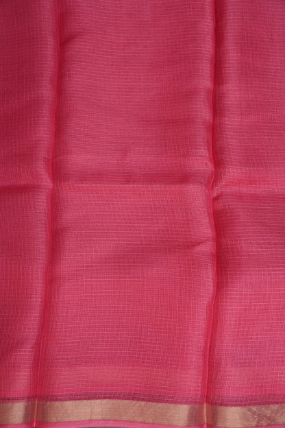 Silk Kota Plain Saree - Candy Pink