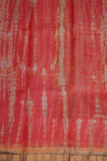 Silk Kota Shibori Tie & Dye Saree - Orange & Mud Brown