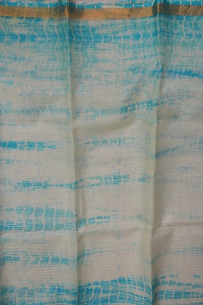 Silk Kota Shibori Tie & Dye Saree - Blue and white