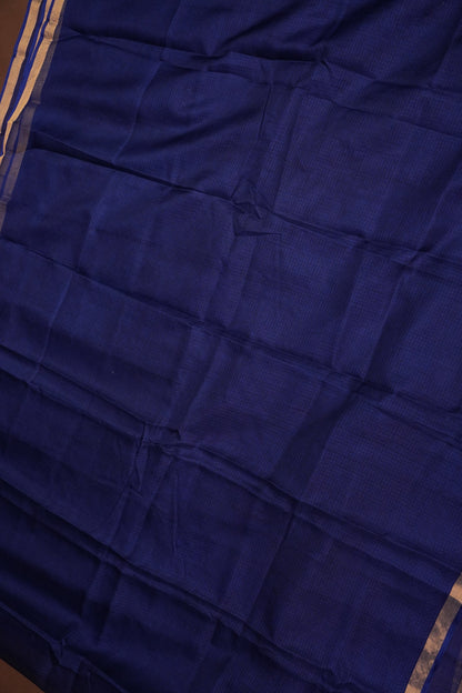 Silk Kota Plain Saree - Navy Blue