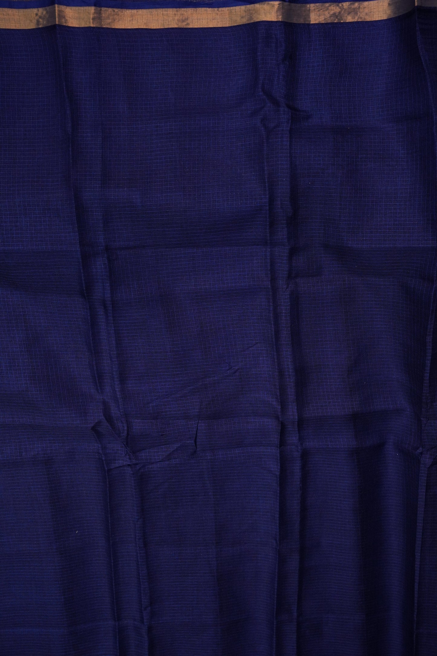 Silk Kota Plain Saree - Navy Blue