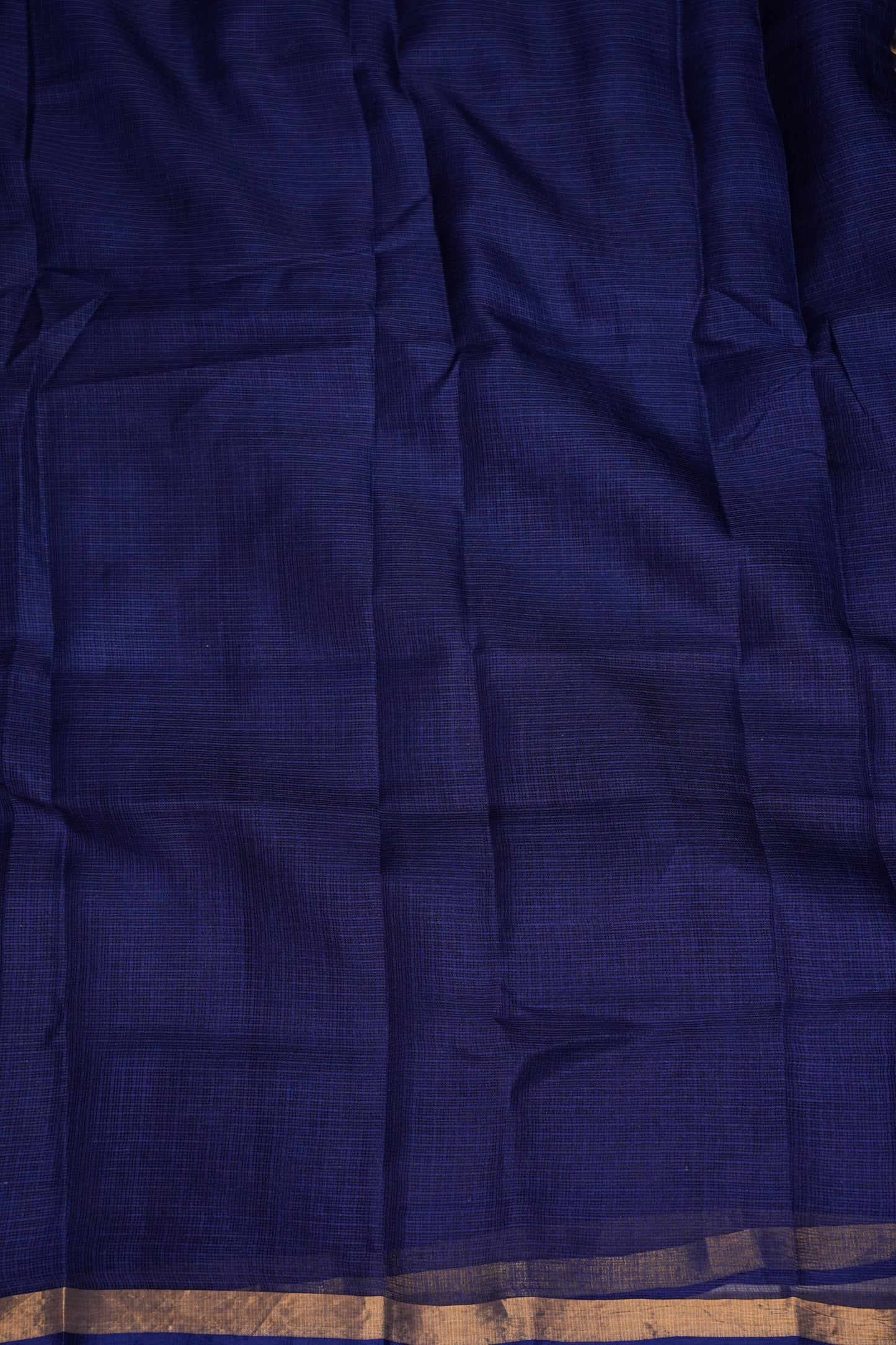 Silk Kota Plain Saree - Navy Blue